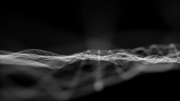 数字波纹线Fx背景环路 4K抽象背景动画 数字分形粒子线波状和无缝环路 — 图库视频影像