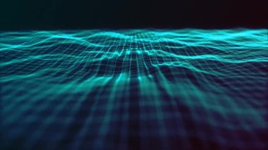 Soyut Dijital Dalga Çizgileri Fx Arkaplan Döngüsü / 4k dijital fraktal parçacık çizgileri sallayan ve kusursuz döngülü soyut bir arkaplan canlandırması