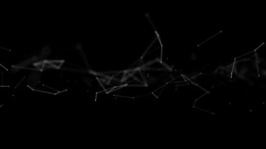 Soyut Dijital Data Plexus Teknoloji Arka plan Döngüsü / 4k Soyut pleksus şekilli teknoloji duvar kağıdı arka planı ağ dijital veri kavramı ve iletişimi için hareketli çizgiler ve noktalar