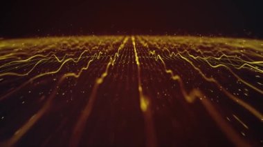 Soyut Dijital Akış Çizgileri Teknolojisi Fx Arkaplan Döngüsü / 4k animasyonu dijital fraktal parçacık çizgilerinin soyut duvar kağıdı arkaplanı alan derinliği ve ortam tıkanıklığı akışı ve kusursuz döngü dalgalanması