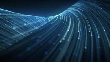 Soyut Hafif Fiber İplikler Akıyor Arkaplan Döngüsü / 4k Soyut bir duvar kağıdı teknoloji arka planı Güçlü akışkan hız vuruşları ve dikişsiz döngü derinliği