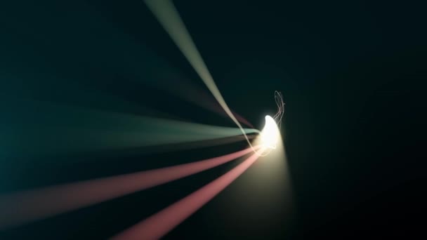 Abstract Wervelende Lichtsnaren Achtergrond Met Diepte Van Het Veld Animatie — Stockvideo