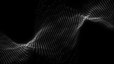 Soyut Dijital Dalga Çizgileri Fx Arkaplan Döngüsü / 4k Soyut duvar kağıdı arkaplanının dijital fraktal parçacık çizgileri ve dikişsiz döngü çizgileri