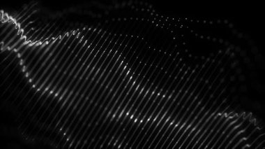 Soyut Dijital Dalga Çizgileri Fx Arkaplan Döngüsü / 4k Soyut duvar kağıdı arkaplanının dijital fraktal parçacık çizgileri ve dikişsiz döngü çizgileri