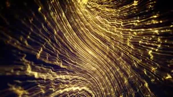 Abstract Particles Gold Lines Flowing Background Animation Abstract Ornament Wallpaper — Αρχείο Βίντεο