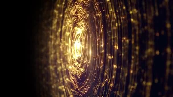 Абстрактные Частицы Золотые Линии Поток Фон Анимация Абстрактного Орнамента Обои — стоковое видео