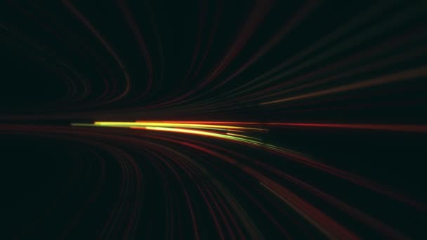 超强涡旋速度霓虹灯多色粒子模式和无缝线环路抽象技术背景的涡旋光线束背景环路 4K动画 — 图库视频影像