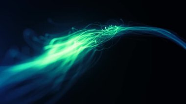 Soyut Yavaş Hareket Dönen İplikler Parçacıkları Soyut bir duvar kağıdı teknolojisi arka planının 4k / 4k animasyonu Girdap ve spiral hız neon parlayan parçacıklar parçacıklar