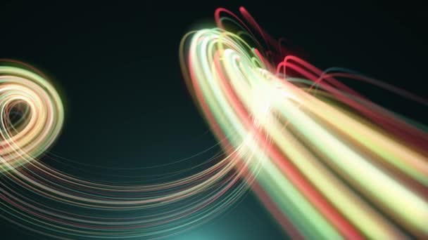 Абстрактні Закручені Світлові Струни Частинки Фонова Петля Анімація Абстрактного Технологічного — стокове відео