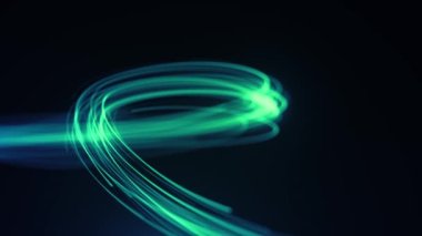 Soyut Yavaş Hareket Dönen İplikler Parçacıkları Soyut bir duvar kağıdı teknolojisi arka planının 4k / 4k animasyonu Girdap ve spiral hız neon parlayan parçacıklar parçacıklar