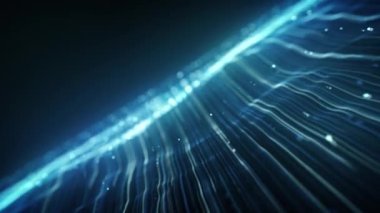 Soyut Hafif Fiber İplikler Akıyor Arkaplan Döngüsü / 4k Soyut bir duvar kağıdı teknoloji arka planı Güçlü akışkan hız vuruşları ve dikişsiz döngü derinliği