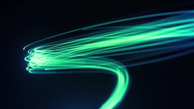 Soyut Yavaş Hareket Dönen İplikler Parçacıkları Soyut bir duvar kağıdı teknolojisi arka planının 4k / 4k animasyonu Girdap ve spiral hız neon parlayan parçacıklar parçacıklar