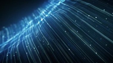 Soyut Hafif Fiber İplikler Akıyor Arkaplan Döngüsü / 4k Soyut bir duvar kağıdı teknoloji arka planı Güçlü akışkan hız vuruşları ve dikişsiz döngü derinliği