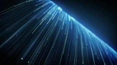 Soyut Hafif Fiber İplikler Akıyor Arkaplan Döngüsü / 4k Soyut bir duvar kağıdı teknoloji arka planı Güçlü akışkan hız vuruşları ve dikişsiz döngü derinliği
