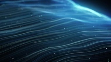 Soyut Hafif Fiber İplikler Akıyor Arkaplan Döngüsü / 4k Soyut bir duvar kağıdı teknoloji arka planı Güçlü akışkan hız vuruşları ve dikişsiz döngü derinliği