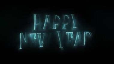 Mutlu Yıllar Metin Animasyonu / 4k animasyon Mutlu bir yeni yıl arifesi arkaplanı Zarif harfli aydınlatma metni ile