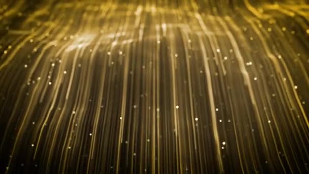 アブストラクトライトゴールド文字列の流れの背景抽象的な壁紙技術のループ 4Kアニメーション黄金の流れの強力な速度ストロークパターンとフィールドのシームレスなループの深さを持つ背景 — ストック動画