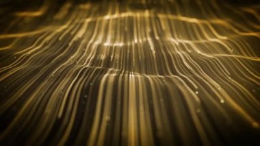 Soyut Açık Altın İplikler Arkaplan Döngüsü / 4k Soyut bir duvar kağıdı teknolojisi animasyonu Altın akışı güçlü hız vuruşları ve dikişsiz döngü derinliği