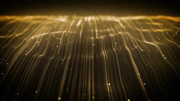 Abstract Light Gold Strings Flowing Background Loop Animação Fundo Abstrato — Vídeo de Stock