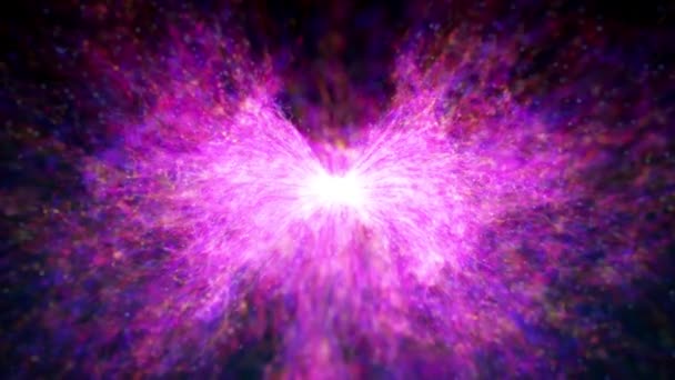 ショックウェーブ爆発の背景Fxループ 4Kアニメーションの抽象的な衝撃波爆発の背景ループで フラクタル粒子がフィールドの輝きと深さを持ちます — ストック動画