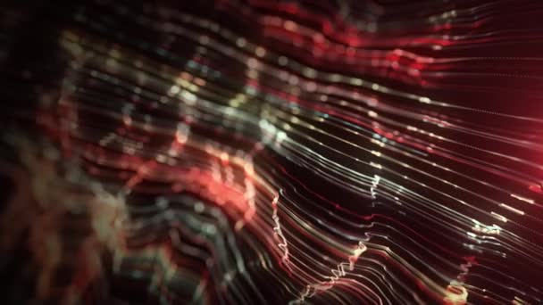 String Cahaya Glowing Abstrak Latar Belakang Looping Dengan Kedalaman Bidang — Stok Video
