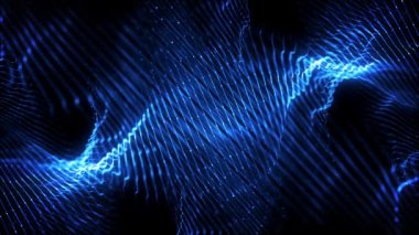 Soyut Dijital Dalga Çizgileri Fx Arkaplan Döngüsü / 4k Soyut duvar kağıdı arkaplanının dijital fraktal parçacık çizgileri ve dikişsiz döngü çizgileri