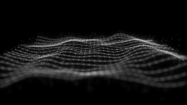 Ağ Ağı Ağı Ağı Dalgalandırma Fx Döngüsü / 4k Soyut bir fraktal arkaplan canlandırması Ağ yüzeyi ve parçacık çizgileri dalgalanması ve pürüzsüz döngü