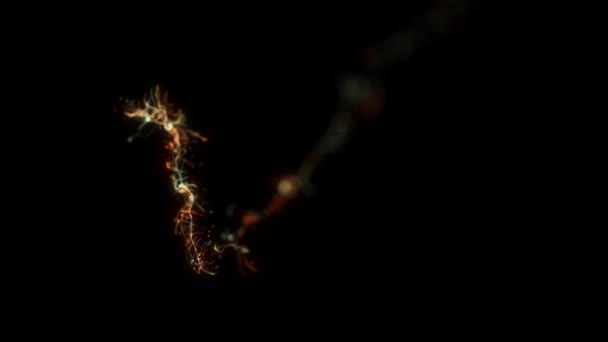 アブストラクト流体粒子グラフィックオープナー背景 4Kアニメーションの抽象流体粒子背景グラフィックデザインの紹介と光フレアのフェージング — ストック動画