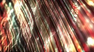 Soyut Parlak Işık Dizileri Arkaplanı. Soyut bir duvar kağıdının Derinliği / 4k animasyonu. Işık vuruşunun arka planı. Çevresel tıkanıklık ve alan derinliği ile parlıyor ve el sallanıyor.