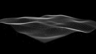 Ağ Ağı Ağı Ağı Dalgalandırma Fx Döngüsü / 4k Soyut bir fraktal arkaplan canlandırması Ağ yüzeyi ve parçacık çizgileri dalgalanması ve pürüzsüz döngü