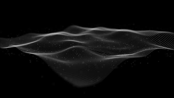 アブストラクトネットワークメッシュウェーブFx背景メッシュ面と粒子線のある抽象的なフラクタル背景のループ 4Kアニメーションが手を振ってシームレスにループ — ストック動画