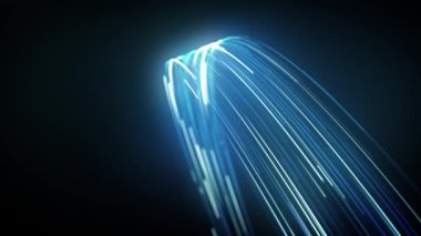 Soyut Hafif Fiber İplikler Akıyor Arkaplan Döngüsü / 4k Soyut bir duvar kağıdı teknoloji arka planı Güçlü akışkan hız vuruşları ve dikişsiz döngü derinliği