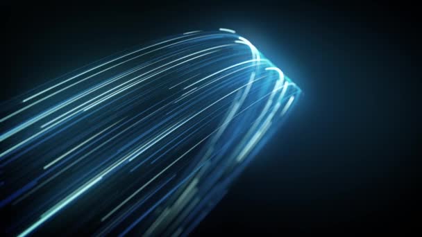 Abstrakte Light Fiber Strings Fließende Hintergrundschleife Animation Einer Abstrakten Tapetentechnologie — Stockvideo