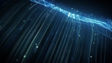 Soyut Hafif Fiber İplikler Akıyor Arkaplan Döngüsü / 4k Soyut bir duvar kağıdı teknoloji arka planı Güçlü akışkan hız vuruşları ve dikişsiz döngü derinliği