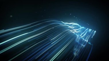 Soyut Hafif Fiber İplikler Akıyor Arkaplan Döngüsü / 4k Soyut bir duvar kağıdı teknoloji arka planı Güçlü akışkan hız vuruşları ve dikişsiz döngü derinliği