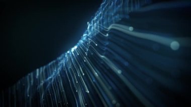 Soyut Hafif Fiber İplikler Akıyor Arkaplan Döngüsü / 4k Soyut bir duvar kağıdı teknoloji arka planı Güçlü akışkan hız vuruşları ve dikişsiz döngü derinliği