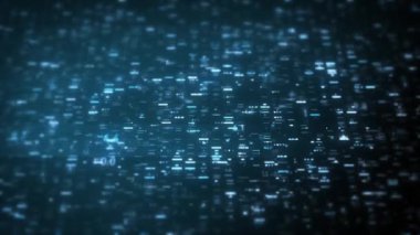Büyük Veri Dijital İşletmeleri Hitech Soyut bir duvar kağıdının 4k animasyonu Büyük bir veri iş dünyası dijital teknolojisi arkaplanı Bağlı hatlar ve alan derinliği ile akan sayı matrisi
