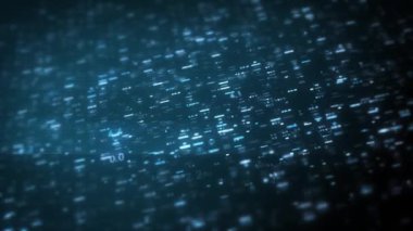 Büyük Veri Dijital İşletmeleri Hitech Soyut bir duvar kağıdının 4k animasyonu Büyük bir veri iş dünyası dijital teknolojisi arkaplanı Bağlı hatlar ve alan derinliği ile akan sayı matrisi