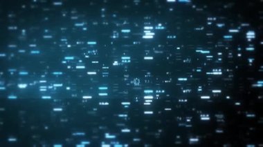 Büyük Veri Dijital İşletmeleri Hitech Soyut bir duvar kağıdının 4k animasyonu Büyük bir veri iş dünyası dijital teknolojisi arkaplanı Bağlı hatlar ve alan derinliği ile akan sayı matrisi