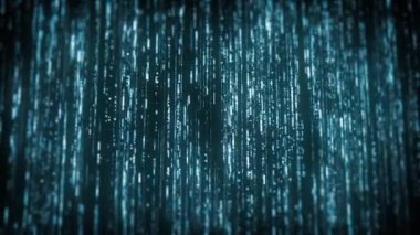 Büyük Veri Dijital İşletmeleri Hitech Soyut bir duvar kağıdının 4k animasyonu Büyük bir veri iş dünyası dijital teknolojisi arkaplanı Bağlı hatlar ve alan derinliği ile akan sayı matrisi