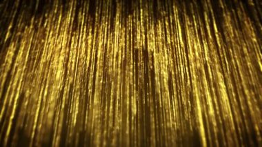 Abstract Gold Filaments Bursting Background/ 4k animation of an abstract wallpaper background of bursting gold filaments lines and particles sparkling with glimmer fx and depth of field seamless looping