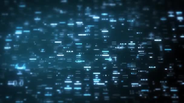 Big Data Digital Business Hitech Arrière-plan / animation 4k d'un fond abstrait de papier peint Big Data business technologie numérique, y compris les lignes connectées et la matrice de nombres de style coulant avec la profondeur de champ