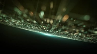 Hitech Space Scifi Network Landcape Background/ 4k animation of an abstract digital data business technology landscape including connected lines and numbers with depth of field shifting and seamless looping