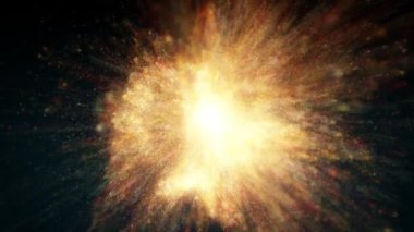 Shockwave Star Explosion Fx Fx Loop / 4k Soyut bir şok dalgası patlama arkaplan döngüsü fraktal parçacıklar parlayan ve alan derinliği  