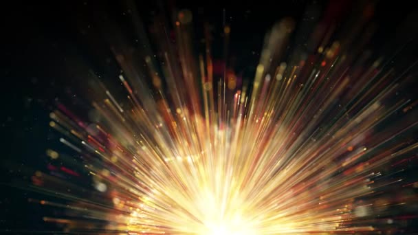 ショックウェーブ星爆発の背景Fxループ 4Kアニメーションの抽象的な衝撃波爆発の背景ループでは フラクタル粒子がフィールドの輝きと深さを持つ — ストック動画