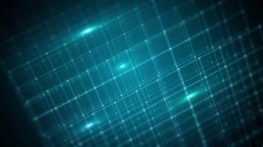 Veri ızgarası ve çizgileri ile soyut minimal teknoloji arkaplanının Grid Veri Yakınlaştırma / 4k animasyonuna sahip soyut teknoloji arkaplanı ve pürüzsüz bir döngüye yakınlaştırılmış özet küp