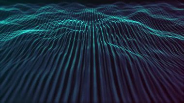 Soyut Dijital Dalga Çizgileri Fx Arkaplan Döngüsü / 4k dijital fraktal parçacık çizgileri sallayan ve kusursuz döngülü soyut bir arkaplan canlandırması