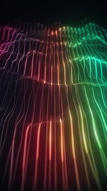 Abstraktní Svislé Digitální Vlnění Neonových Čar Smyčka Animace Svislého Abstraktního — Stock video