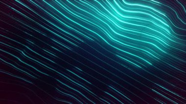 Soyut Dijital Dalgalanan Neon Çizgileri Fx Arkaplan Döngüsü / 4k dijital fraktal parçacık çizgileri dalgalanan ve kusursuz döngü oluşturan soyut bir arkaplan canlandırması