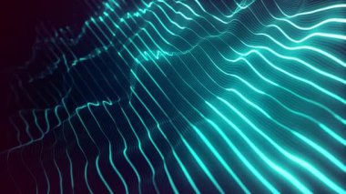Soyut Dijital Dalgalanan Neon Çizgileri Fx Arkaplan Döngüsü / 4k dijital fraktal parçacık çizgileri dalgalanan ve kusursuz döngü oluşturan soyut bir arkaplan canlandırması